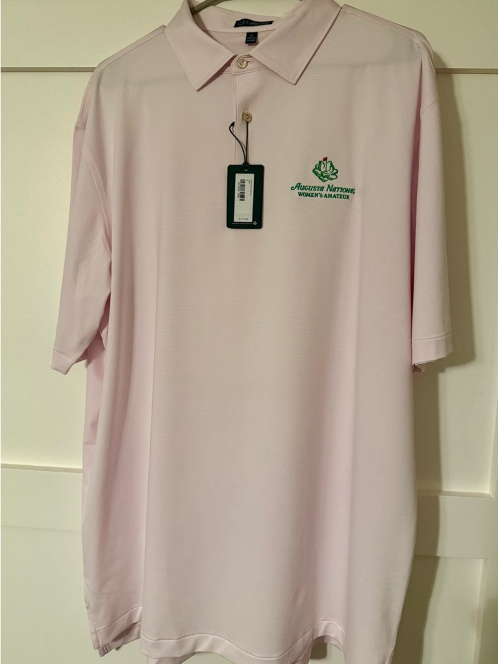 Peter Millar Light Pink Golf Polo with Augusta National Women's Amateur Logo